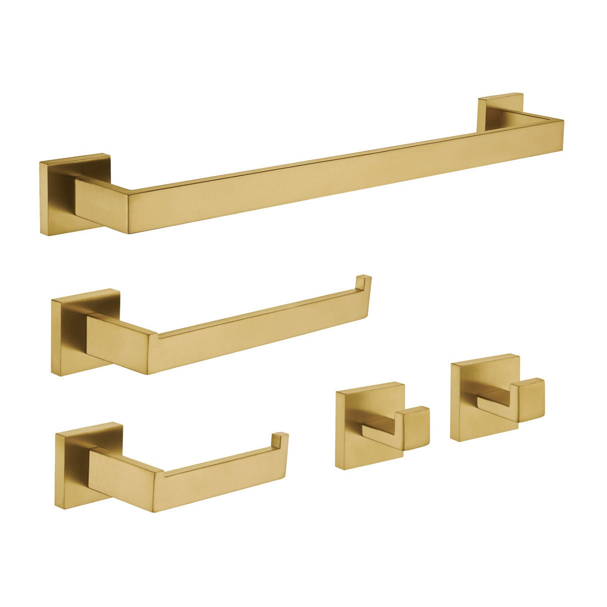 Lasdun BAHK6024778BB 5-Piece Bathroom Hardware Set, Brushed Brass