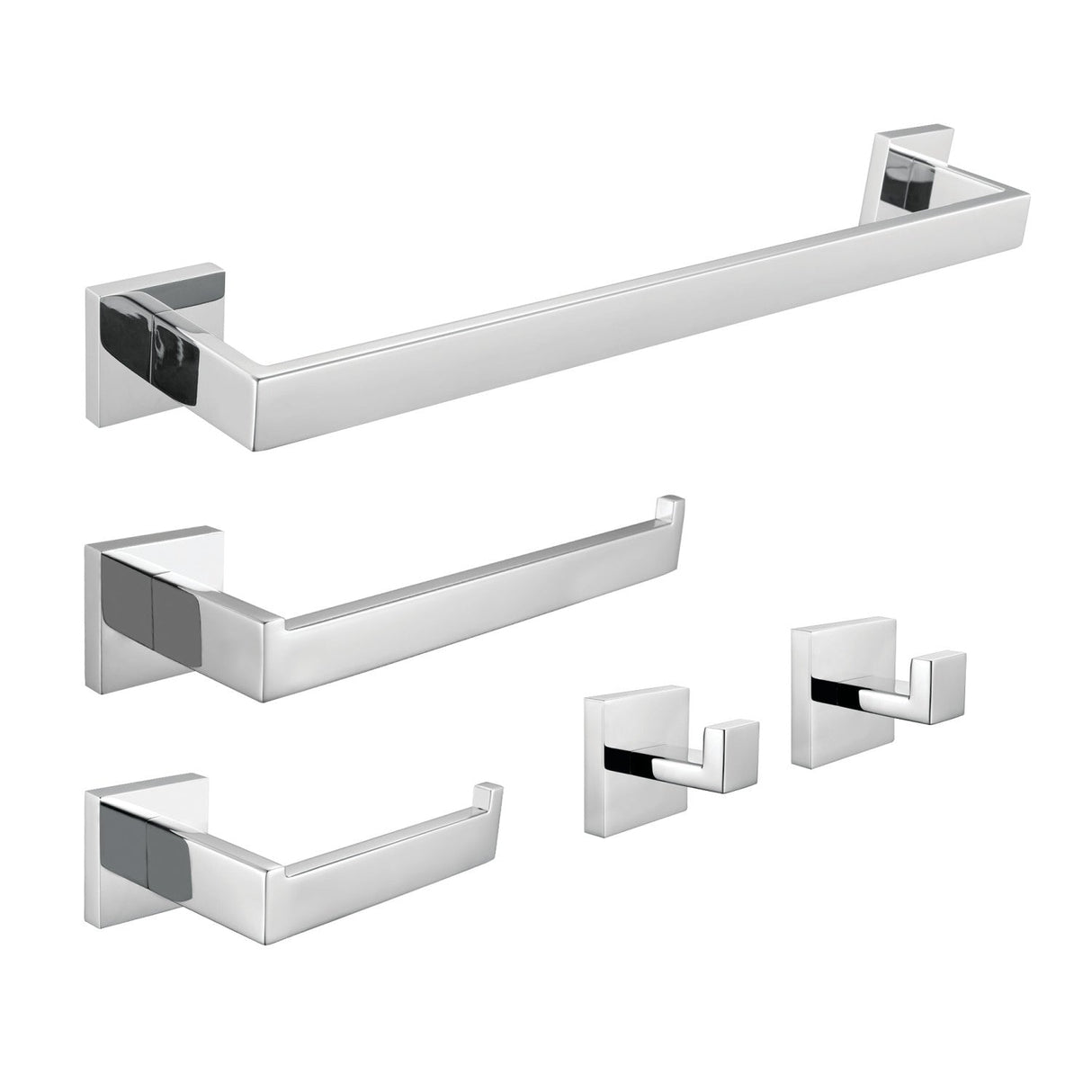 Lasdun BAHK6024778C 5-Piece Bathroom Hardware Set, Polished Chrome