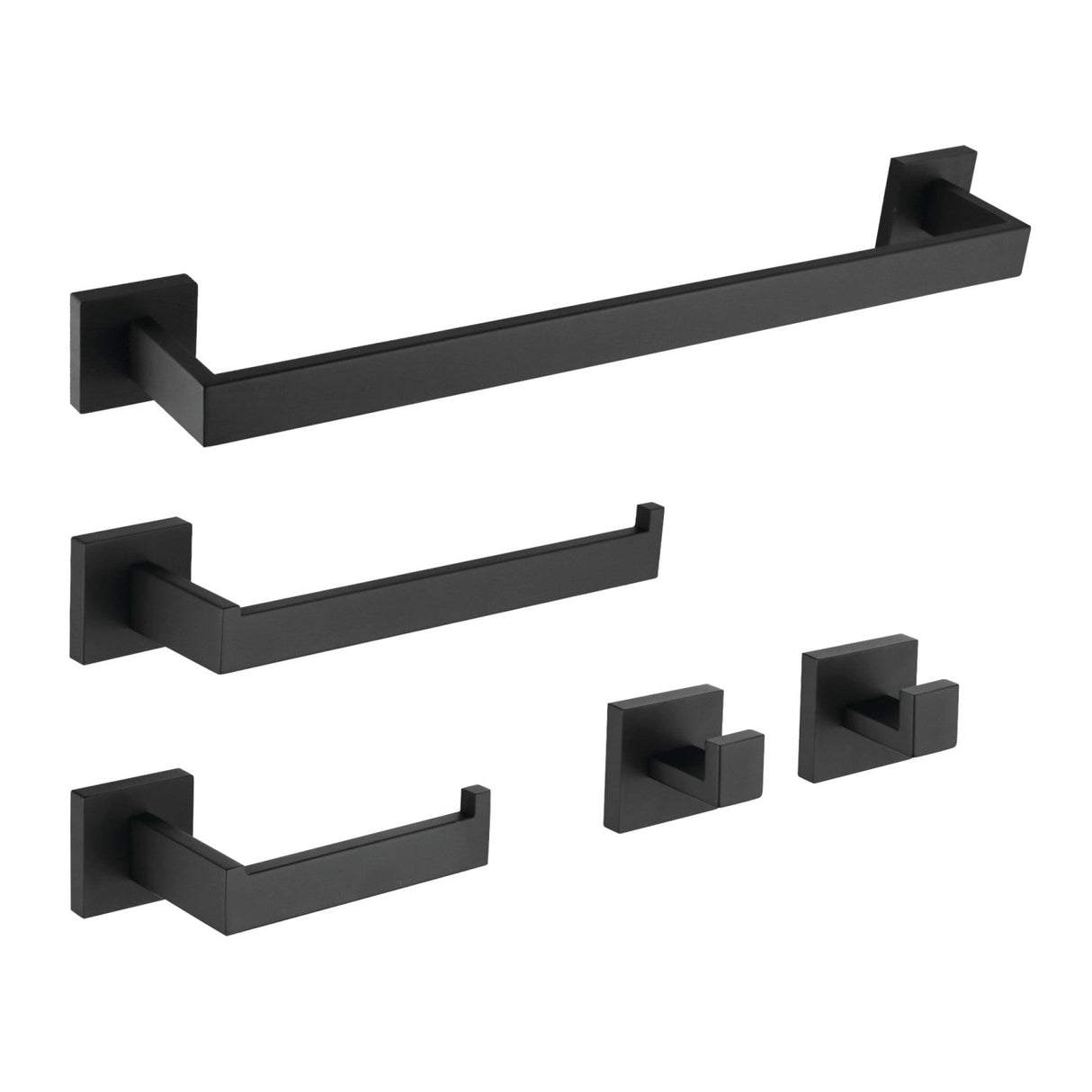 Lasdun BAHK6024778MB 5-Piece Bathroom Hardware Set, Matte Black