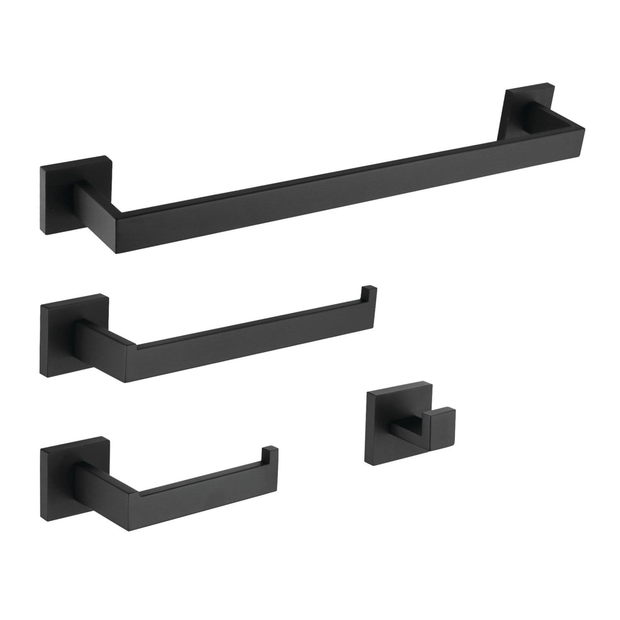 Lasdun BAHK602478MB 4-Piece Bathroom Hardware Set, Matte Black
