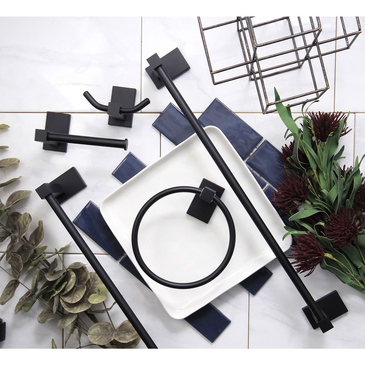 Continental BAHK8212478MB 5-Piece Bathroom Hardware Set, Matte Black