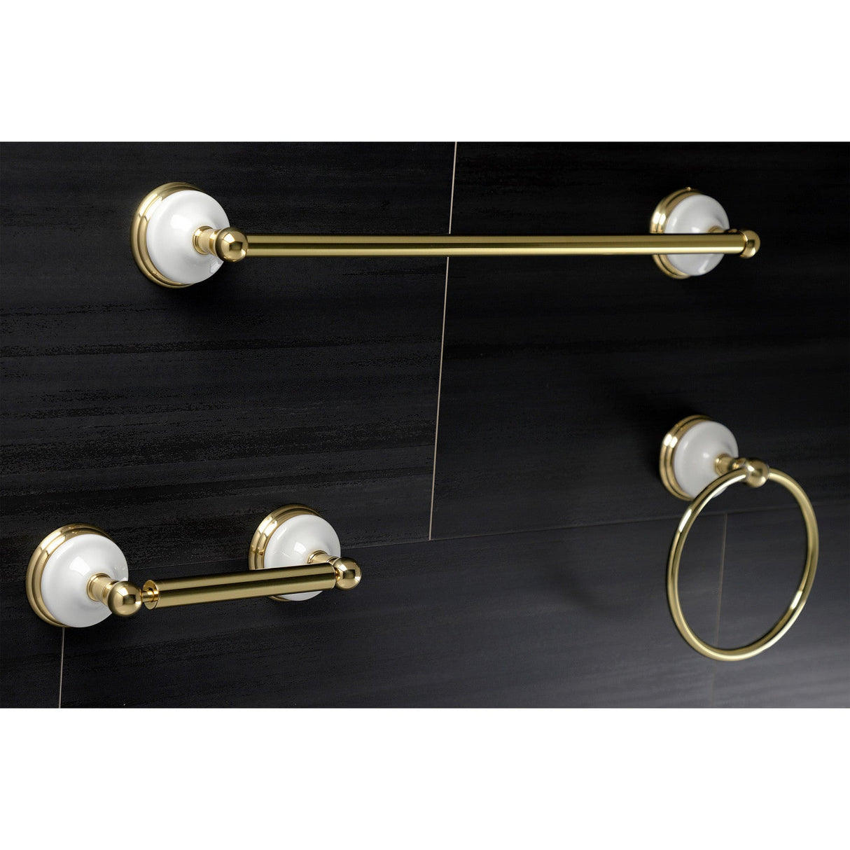 Victorian BAK111248PB 3-Piece Bathroom Hardware Set, Polished Brass