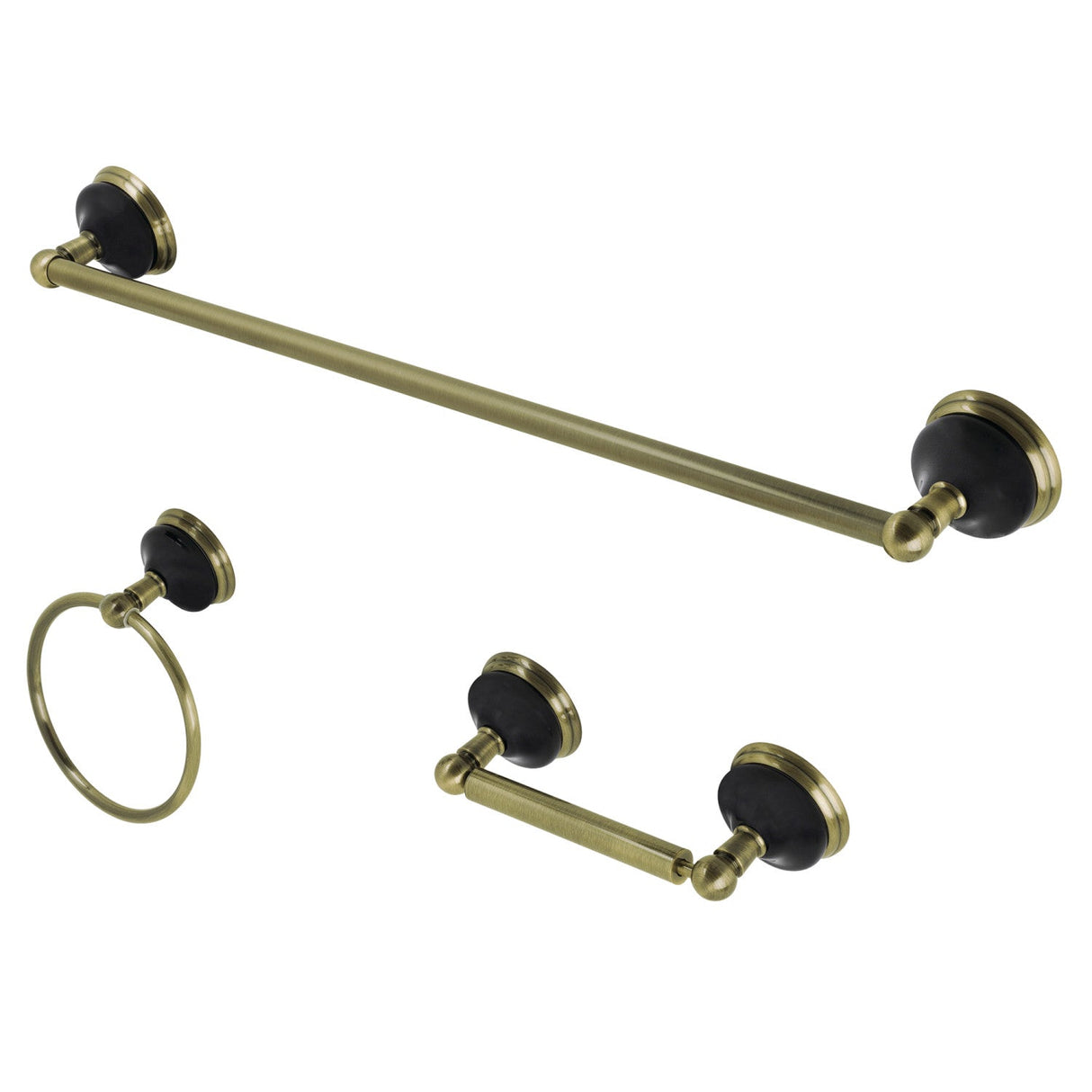 Water Onyx BAK911148AB 3-Piece Bathroom Hardware Set, Antique Brass