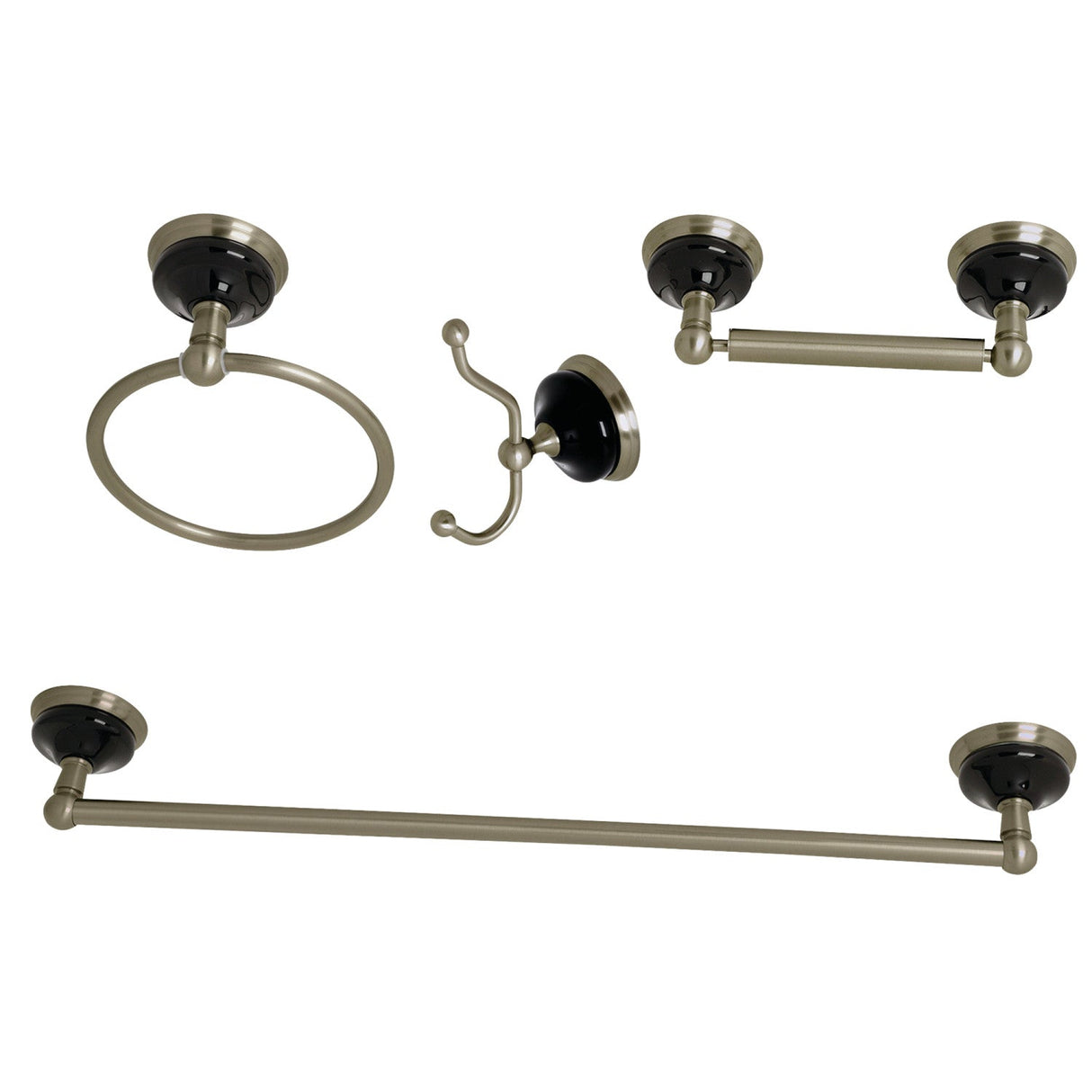 Water Onyx BAK9112478BN 4-Piece Bathroom Hardware Set, Brushed Nickel