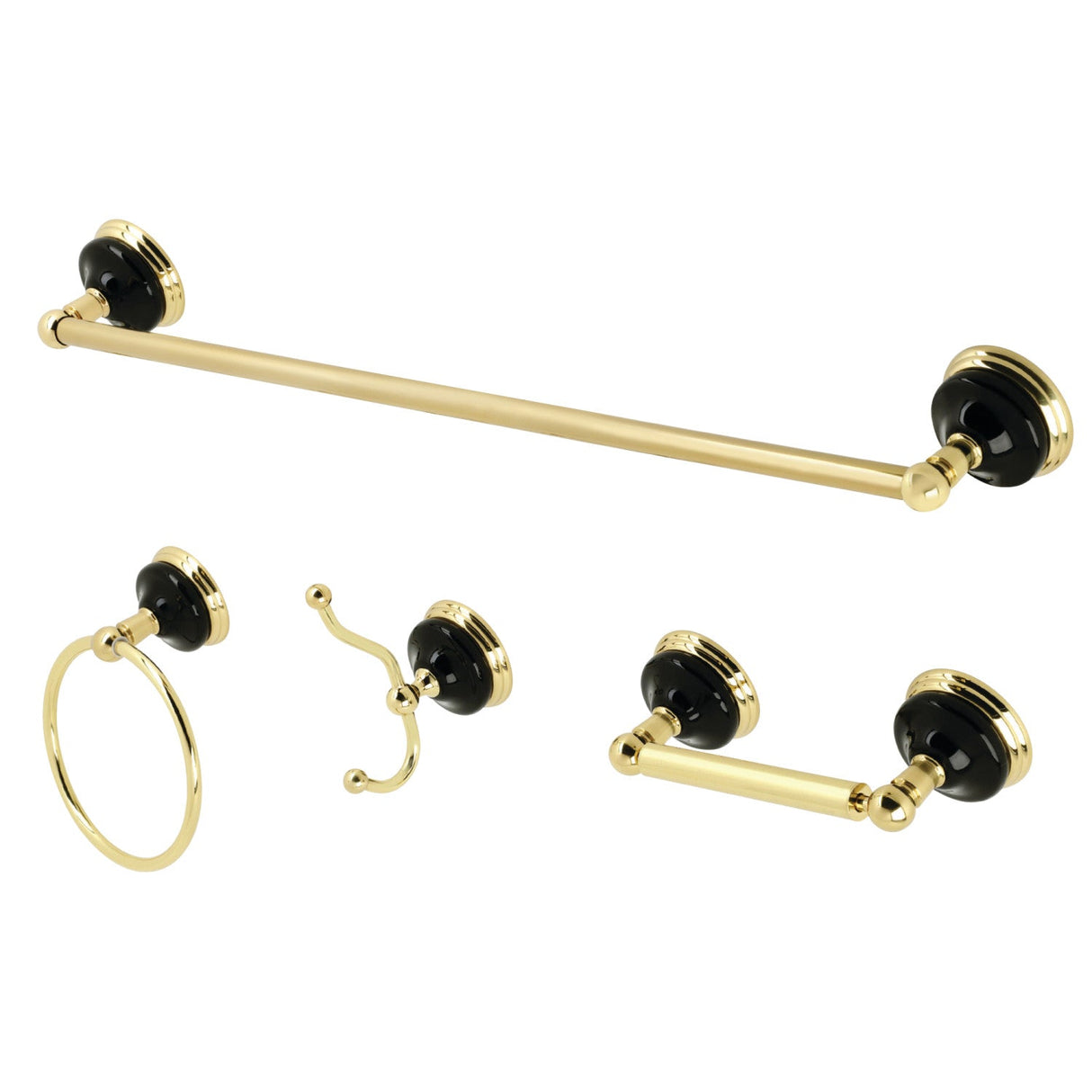 Water Onyx BAK9112478PB 4-Piece Bathroom Hardware Set, Polished Brass