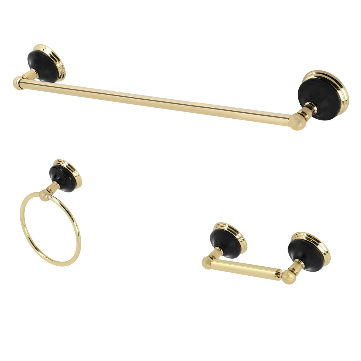 Water Onyx BAK911248PB 3-Piece Bathroom Hardware Set, Polished Brass