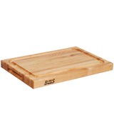 John Boos BBQBD Large Maple Wood Cutting Board for Kitchen Prep, 18” x 12” 1.5” Thick, Hand Grip, Juice Groove, Charcuterie, Reversible Block 18X12X1.5 MPL-EDGE GR-REV-GRV-GRIPS