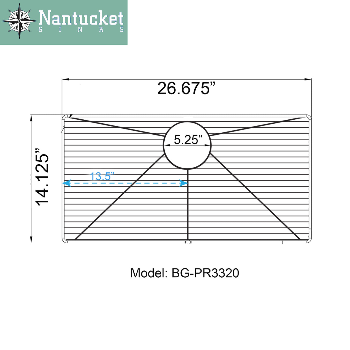 Nantucket Sinks Stainless Steel Bottom Grid  BG-PR3320