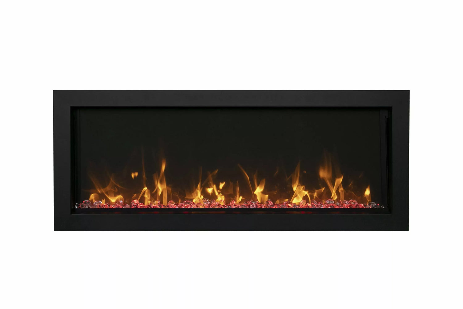Amantii BI-40-XTRASLIM Panorama Xtraslim Full View Smart Electric  - 40" Indoor /Outdoor WiFi Enabled  Fireplace, featuring a MultiFunction Remote, Multi Speed Flame Motor, Glass Media & a Black Trim