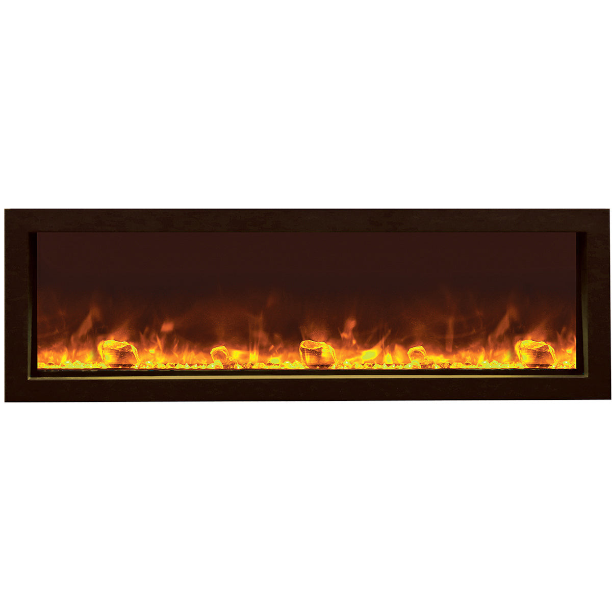 Amantii BI-50-SLIM-OD Panorama Slim Full View Smart Electric  - 50" Indoor /Outdoor WiFi Enabled Fireplace, featuring a MultiFunction Remote, Multi Speed Flame Motor, Glass Media & a Black Trim