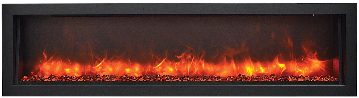 Amantii BI-88-DEEP-OD Panorama Deep Full View Smart Electric  - 88" Indoor /Outdoor WiFi Enabled Fireplace, featuring a MultiFunction Remote, Multi Speed Flame Motor, Glass Media & a Black Trim