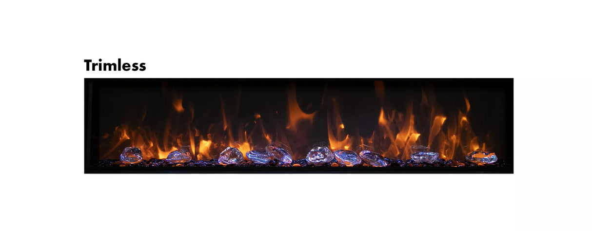 Amantii BI-40-DEEP-OD Panorama Deep Full View Smart Electric  - 40" Indoor /Outdoor WiFi Enabled Fireplace, featuring a MultiFunction Remote, Multi Speed Flame Motor, Glass Media & a Black Trim