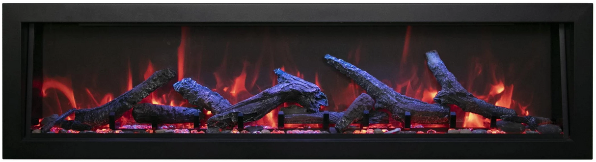 Amantii BI-40-DEEP-OD Panorama Deep Full View Smart Electric  - 40" Indoor /Outdoor WiFi Enabled Fireplace, featuring a MultiFunction Remote, Multi Speed Flame Motor, Glass Media & a Black Trim