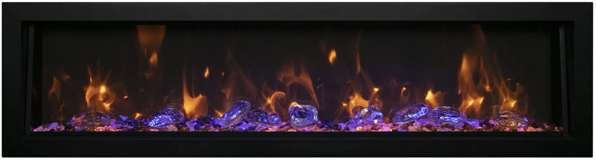 Amantii BI-50-DEEP-XT Panorama Deep & Xtra Tall Full View Smart Electric  - 50" Indoor /Outdoor WiFi Enabled  Fireplace, featuring a MultiFunction Remote, Multi Speed Flame Motor, Glass Media & a Black Trim