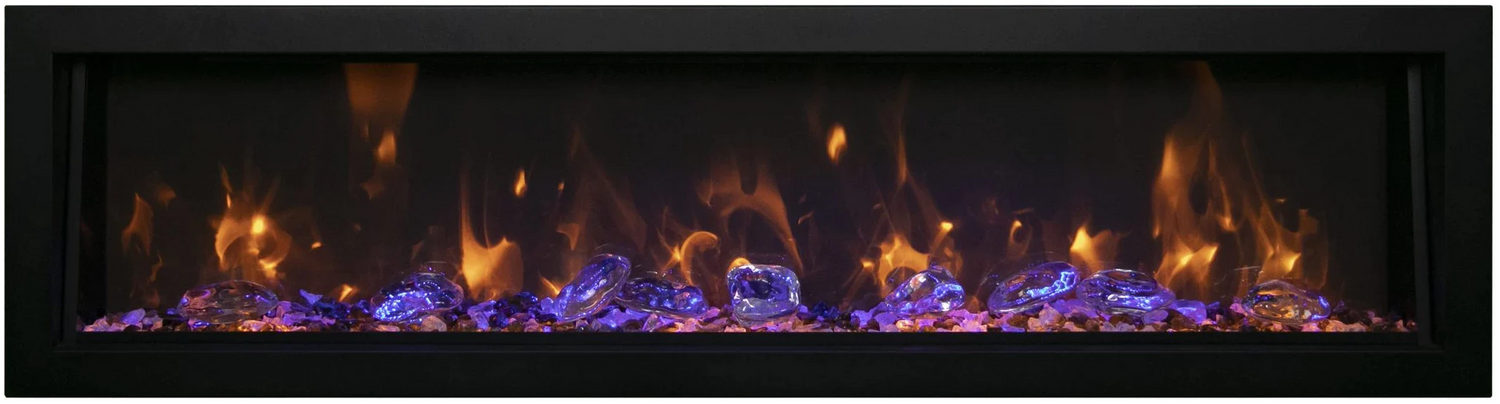 Amantii BI-50-DEEP-XT Panorama Deep & Xtra Tall Full View Smart Electric  - 50" Indoor /Outdoor WiFi Enabled  Fireplace, featuring a MultiFunction Remote, Multi Speed Flame Motor, Glass Media & a Black Trim