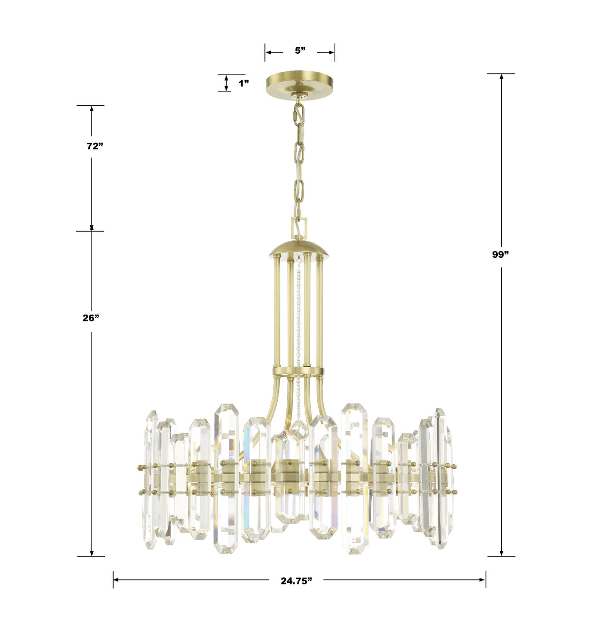 Bolton 8 Light Aged Brass Chandelier BOL-8888-AG