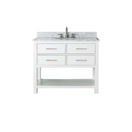 Avanity Brooks 43 in. Vanity in White finish with Carrara White Marble Top
