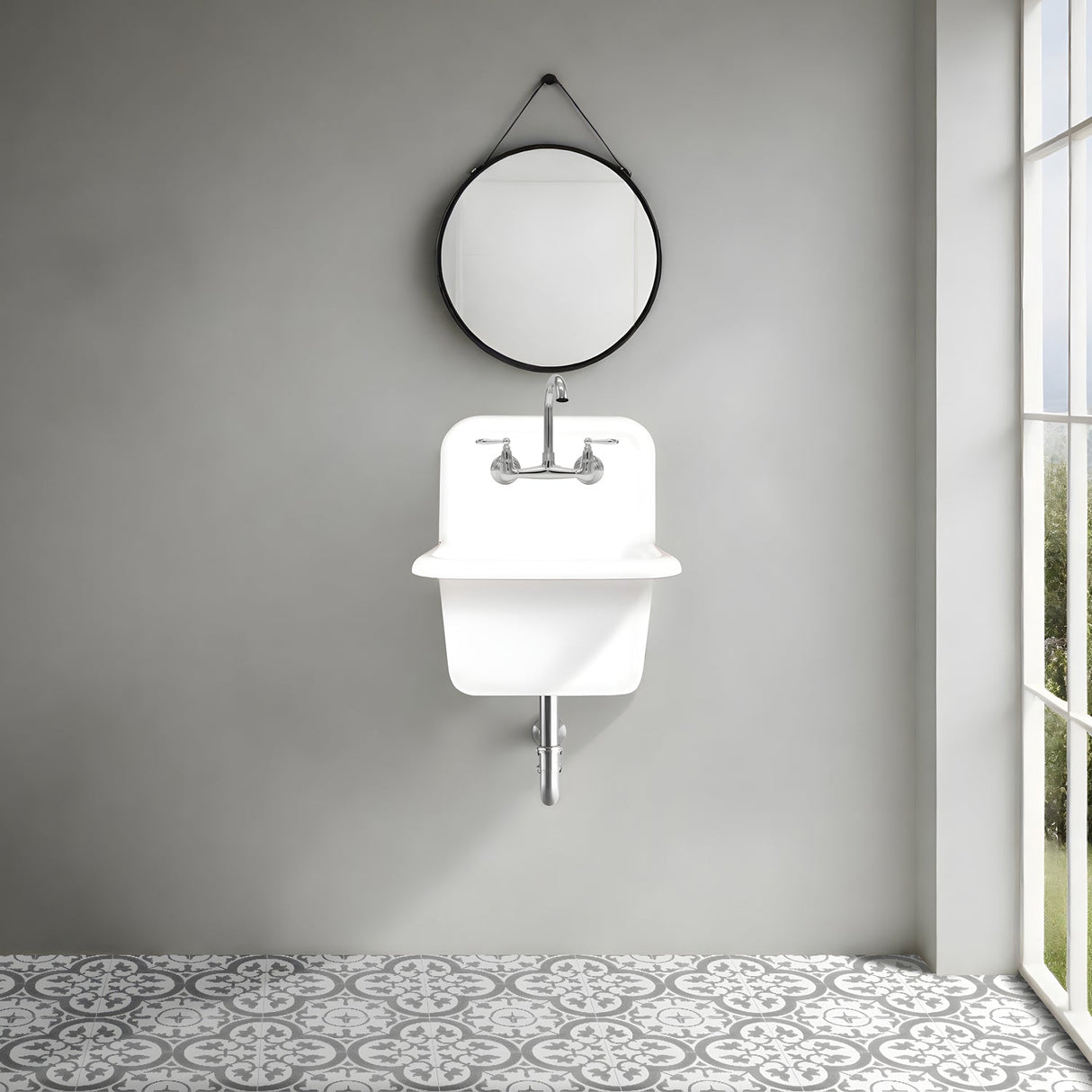 Iman 22" Cast Iron Wall-Mount Lavatory Sink