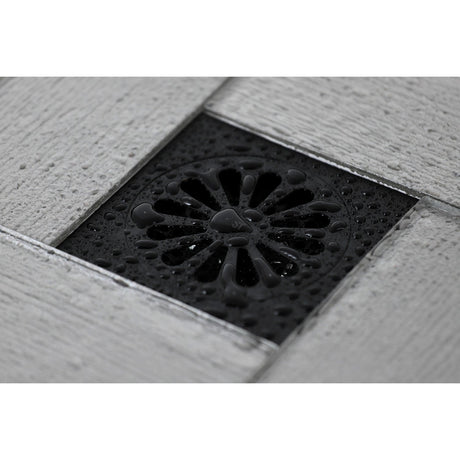 Watercourse BSF4161MB 4-Inch Square Grid Shower Drain with Hair Catcher, Matte Black