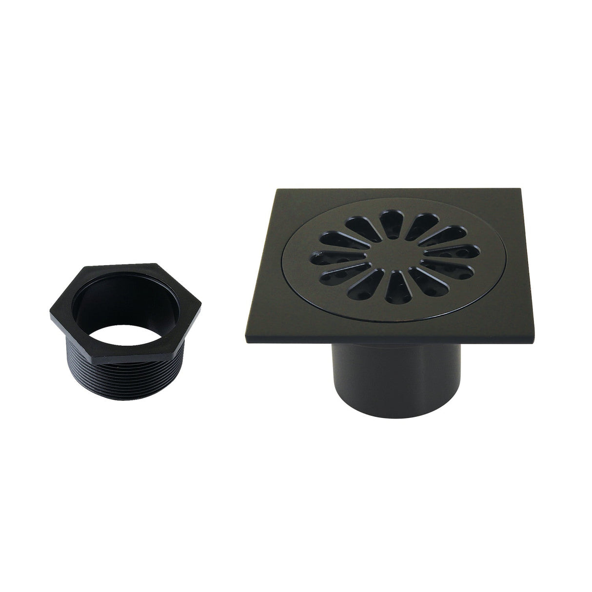 Watercourse BSF4161MB 4-Inch Square Grid Shower Drain with Hair Catcher, Matte Black