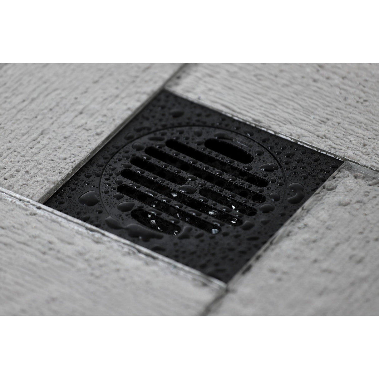 Watercourse BSF4262MB 4-Inch Square Grid Shower Drain with Hair Catcher, Matte Black