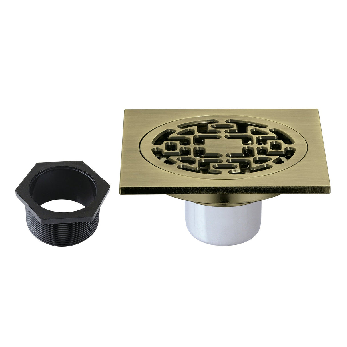 Watercourse BSF4272AB 4-Inch Square Brass Shower Drain, Antique Brass