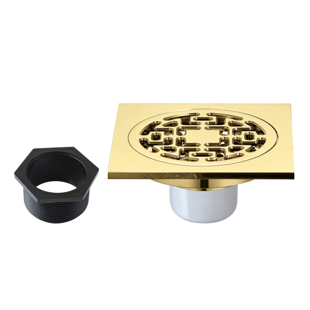 Watercourse BSF4272PB 4-Inch Square Brass Shower Drain, Polished Brass