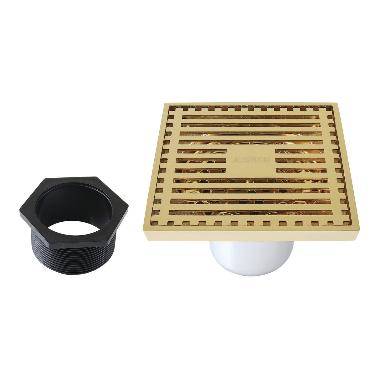 Watercourse BSF4464PB 4-Inch Square Shower Drain, Polished Brass