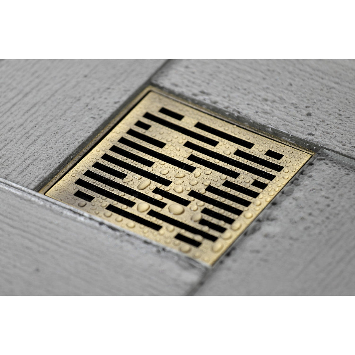 Watercourse BSF6310AB 4-Inch Square Grid Shower Drain with Hair Catcher, Antique Brass