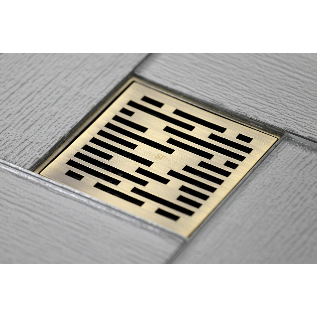 Watercourse BSF6310AB 4-Inch Square Grid Shower Drain with Hair Catcher, Antique Brass