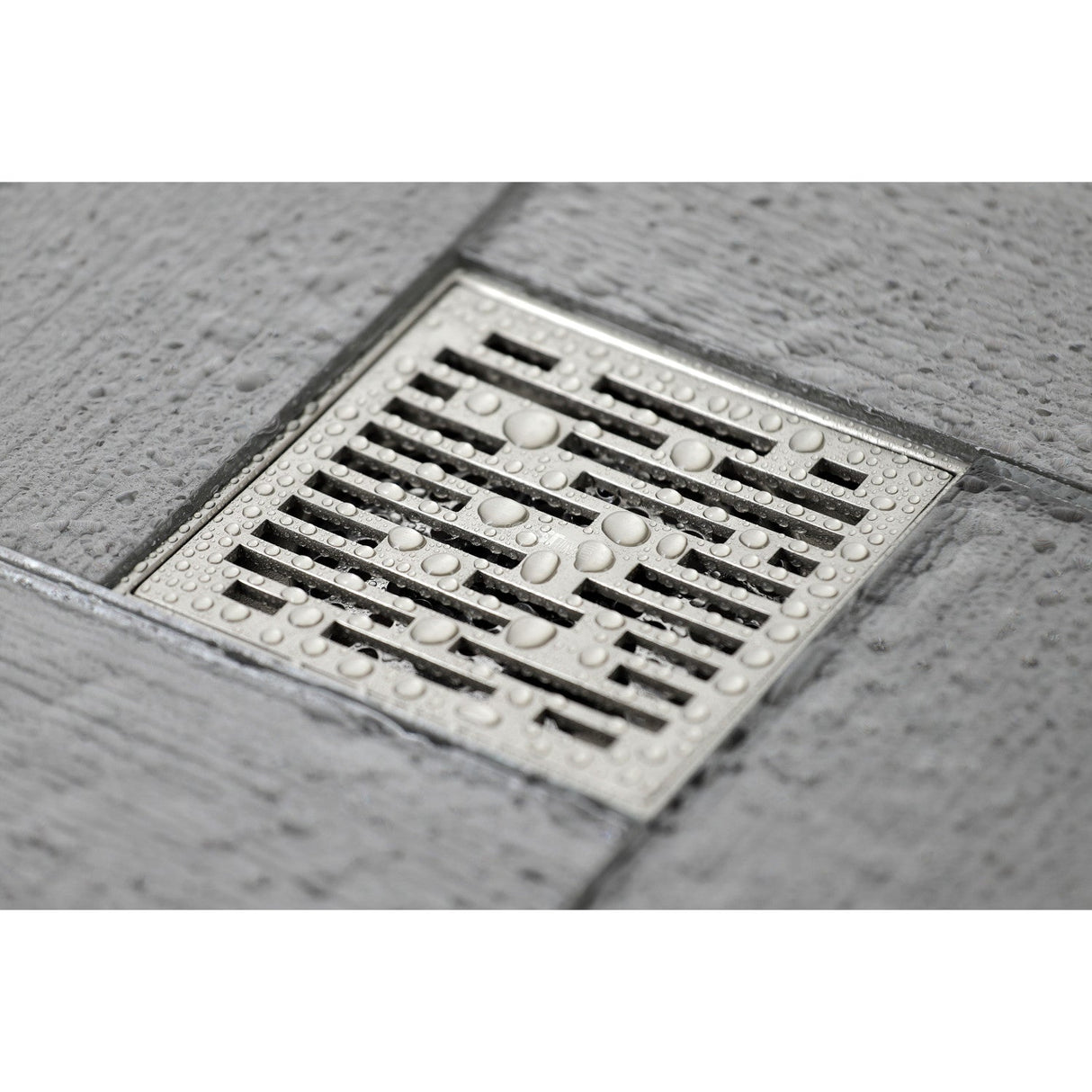 Watercourse BSF6310BN 4-Inch Square Grid Shower Drain with Hair Catcher, Brushed Nickel