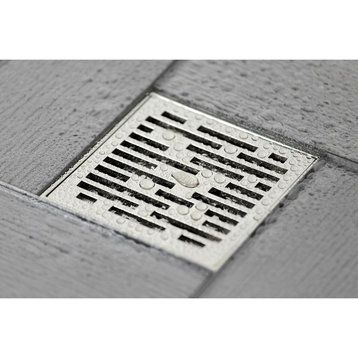 Watercourse BSF6310PN 4-Inch Square Grid Shower Drain with Hair Catcher, Polished Nickel