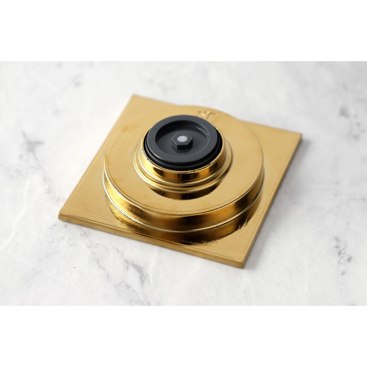 Watercourse BSF6360BB 4-Inch Square Grid Shower Drain with Hair Catcher, Brushed Brass
