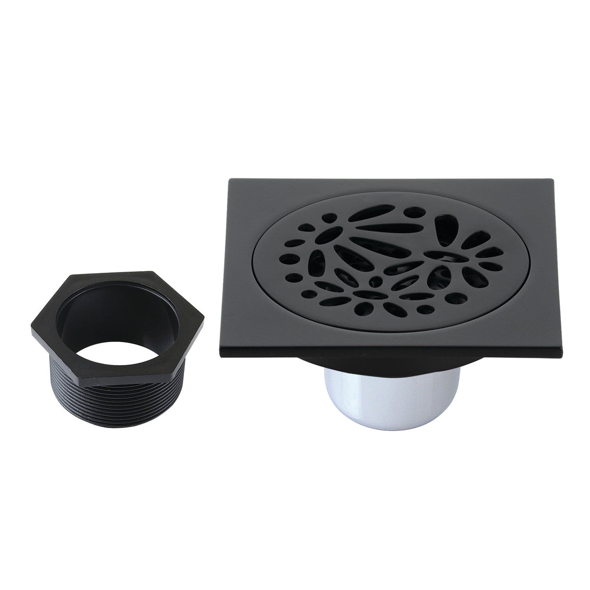 Watercourse BSF6360MB 4-Inch Square Grid Shower Drain with Hair Catcher, Matte Black