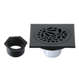 Watercourse BSF6360MB 4-Inch Square Grid Shower Drain with Hair Catcher, Matte Black