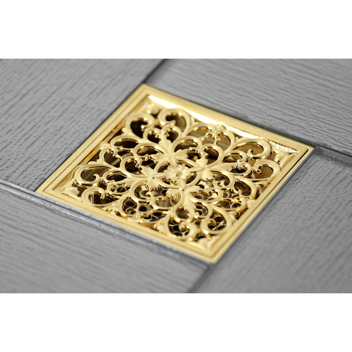 Watercourse BSF9771BB 4-Inch Square Grid Shower Drain with Hair Catcher, Brushed Brass