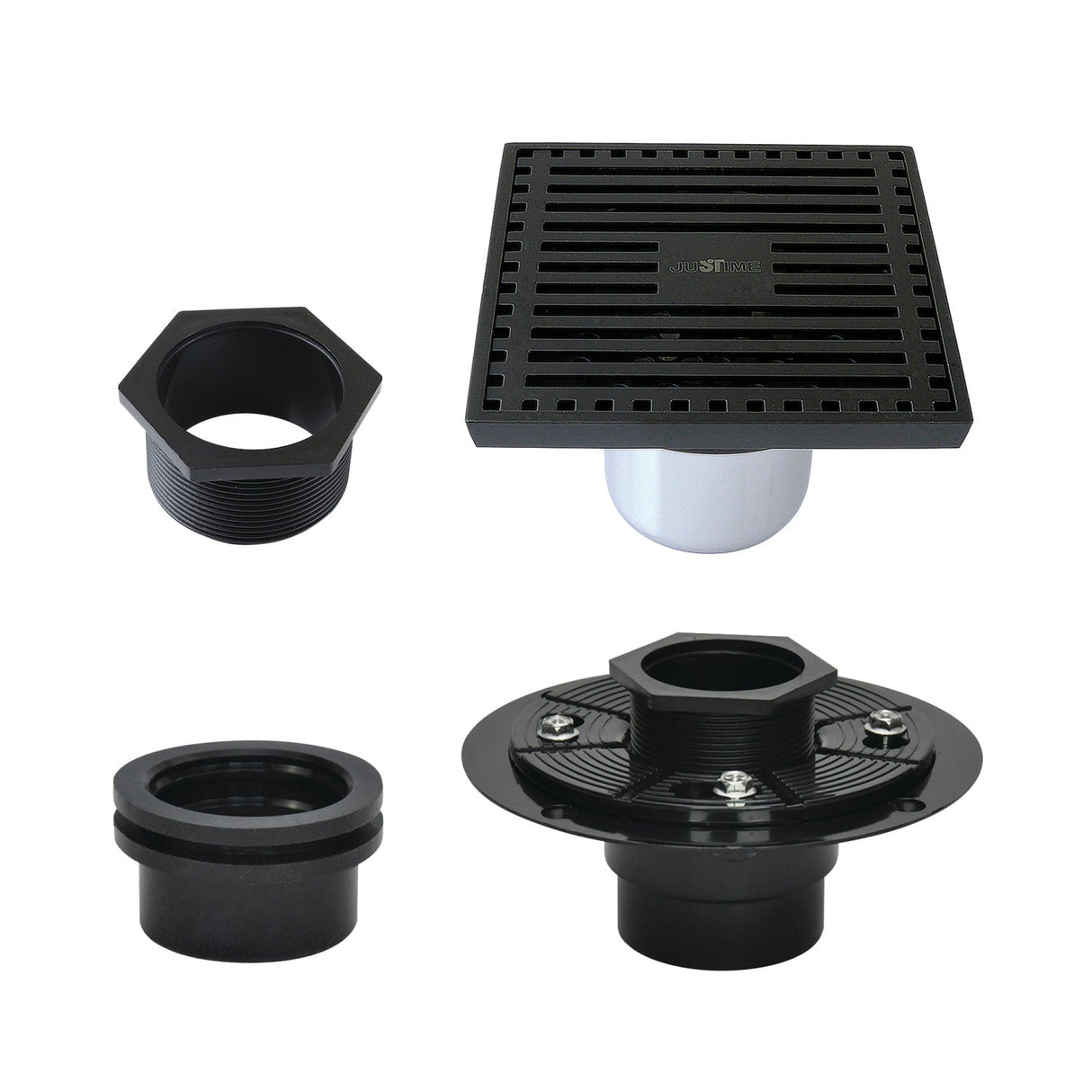 Watercourse BSFK4464MB 4-Inch Square Brass Shower Drain, Matte Black