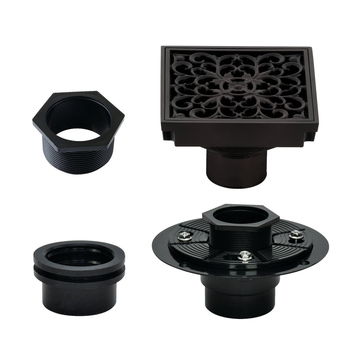 Watercourse BSFK9771ORB 4-Inch Square Brass Shower Drain, Oil Rubbed Bronze