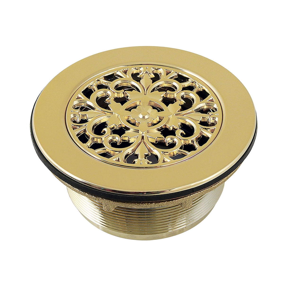 Watercourse BSFT4132 4-1/4 Inch Round Brass Shower Base Drain, Polished Brass