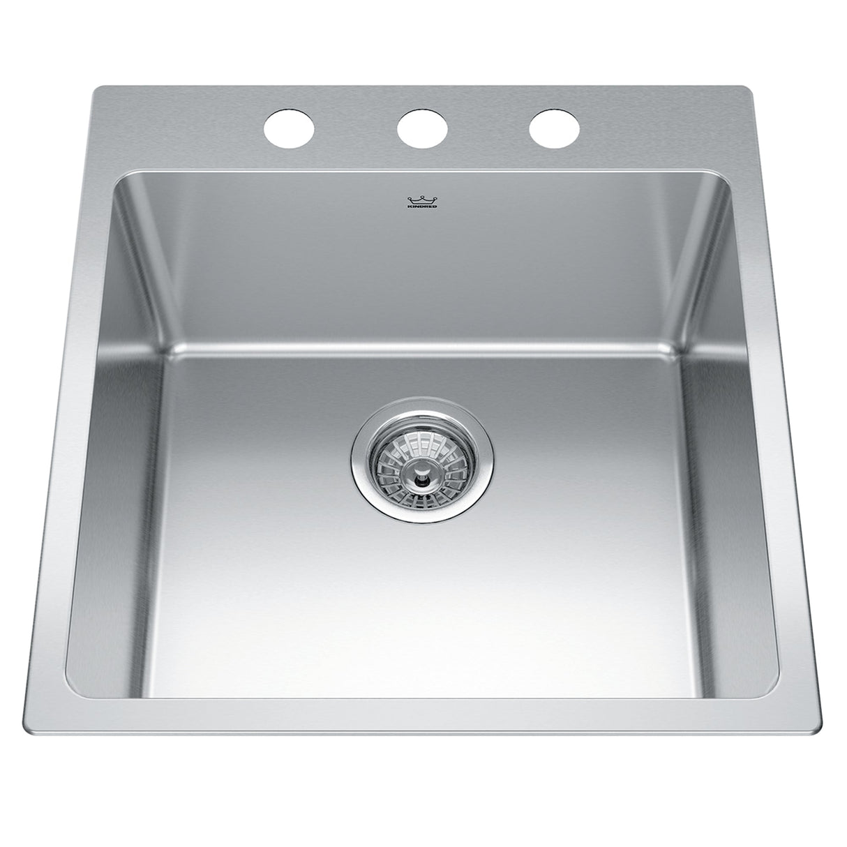 KINDRED BSL2120-9-3N Brookmore 20-in LR x 20.9-in FB x 9-in DP Drop in Single Bowl Stainless Steel Sink In Commercial Satin Finish