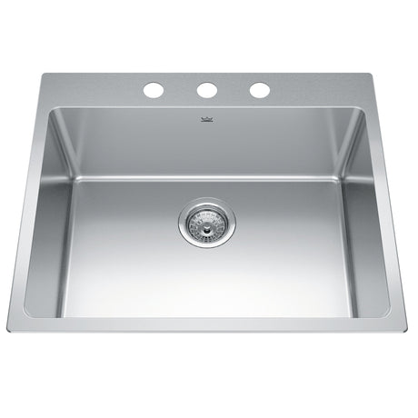 KINDRED BSL2125-9-3N Brookmore 25.1-in LR x 20.9-in FB x 9-in DP Drop in Single Bowl Stainless Steel Sink In Commercial Satin Finish