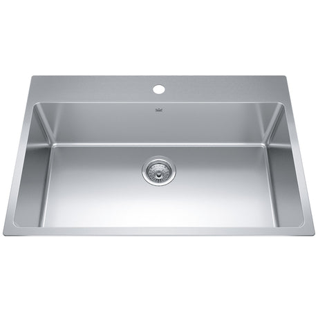 KINDRED BSL2233-ADA-1N Brookmore 32.9-in LR x 22.1-in FB x 5.4-in DP Drop in Single Bowl Stainless Steel Kitchen Sink