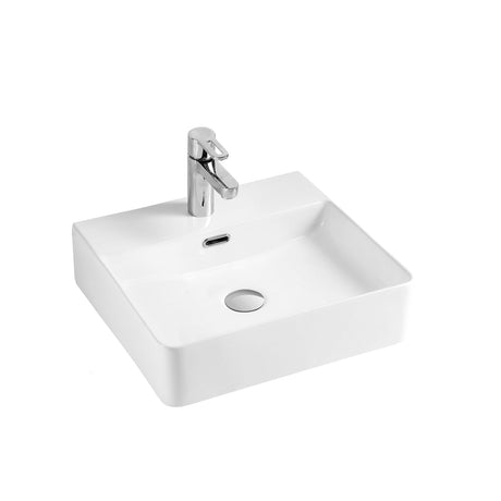 DAX Ceramic Square Single Bowl Bathroom Vessel Basin, White BSN-CL1274
