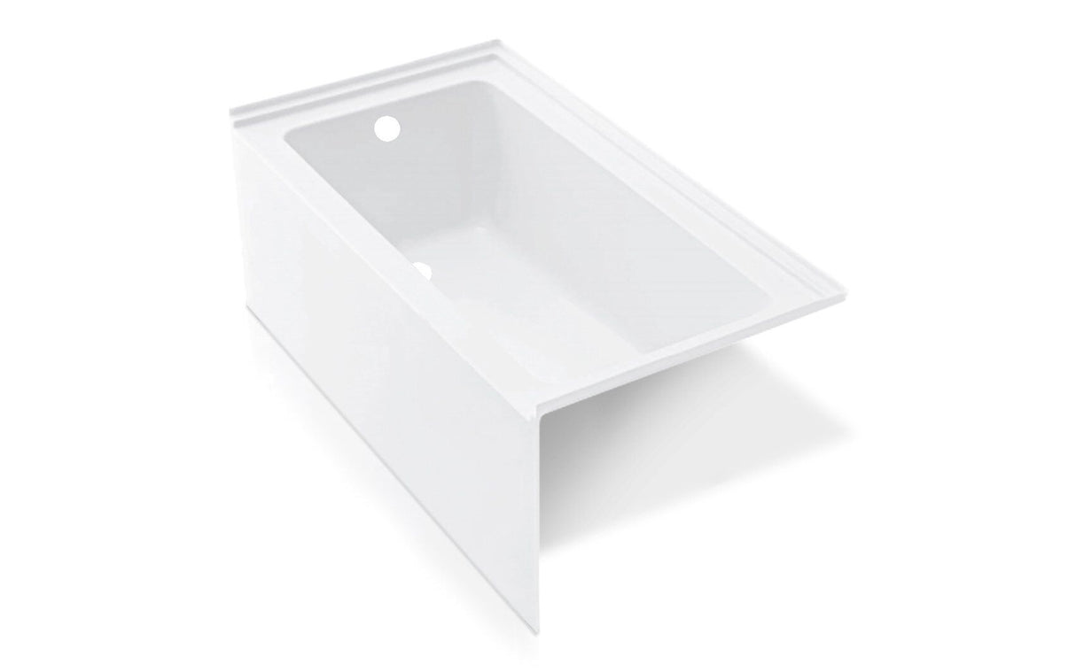 New England Home Goods Skirted 60"L X32"W X24"H Drop-In Acrylic Right Drain Alcove Bathtub in White Gloss BT2110.15R