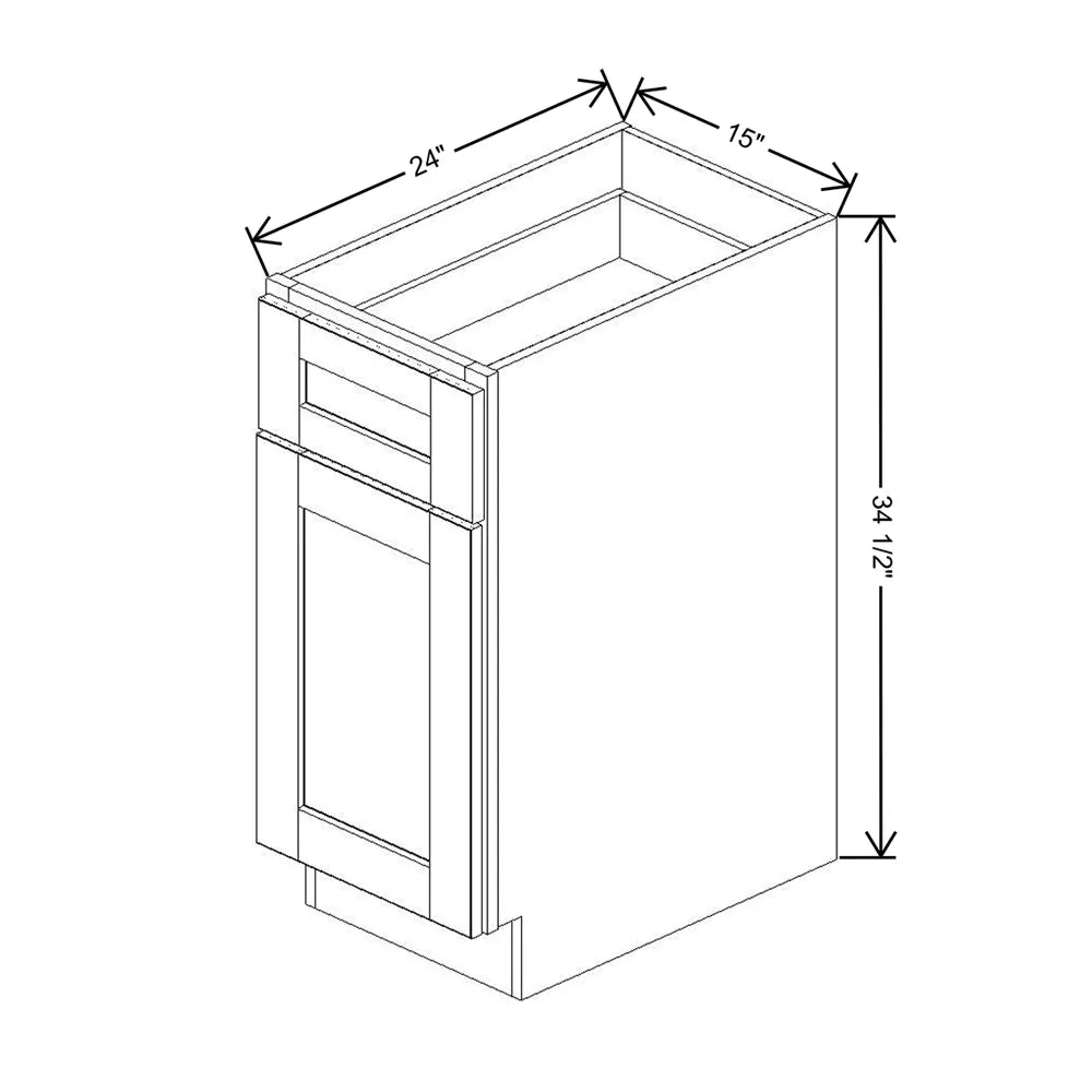 Dove 15" Base Cabinet with 1 Drawer and 1 Door - J&K Cabinetry