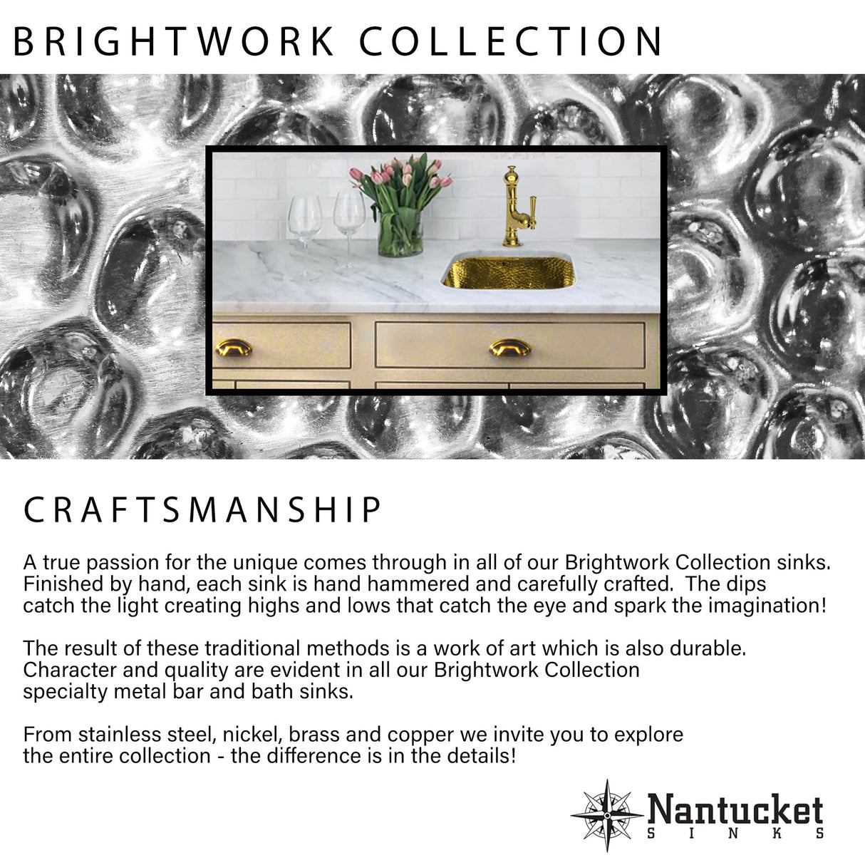 Nantucket Sinks OVS-OF 17.5 Inch x 13.75 Inch Hand Hammered Stainless Steel Oval Undermount Bathroom Sink With Overflow