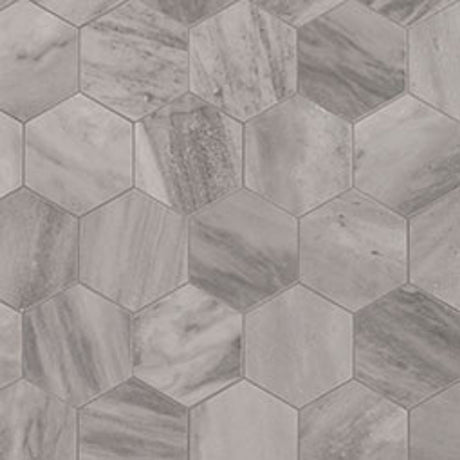 Eden Bardiglio 12"x12" Matte 3" Hexagon Porcelain Mosaic Tile room shot bathroom view