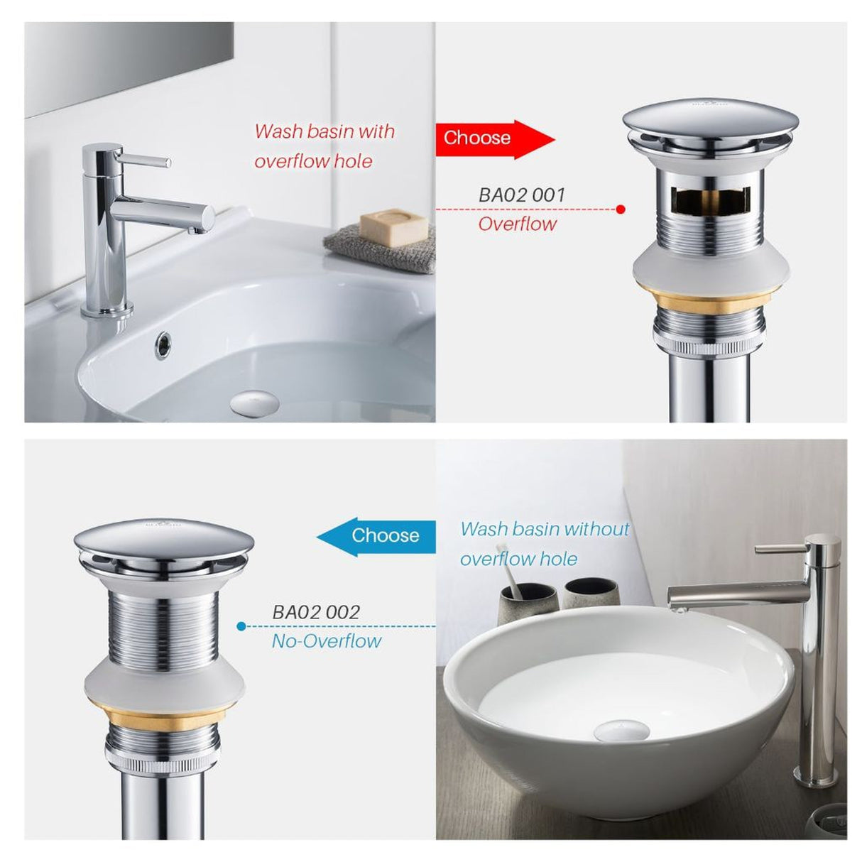 Blossom 1.25" Chrome Brass Pop-Up Sink Drain With Overflow