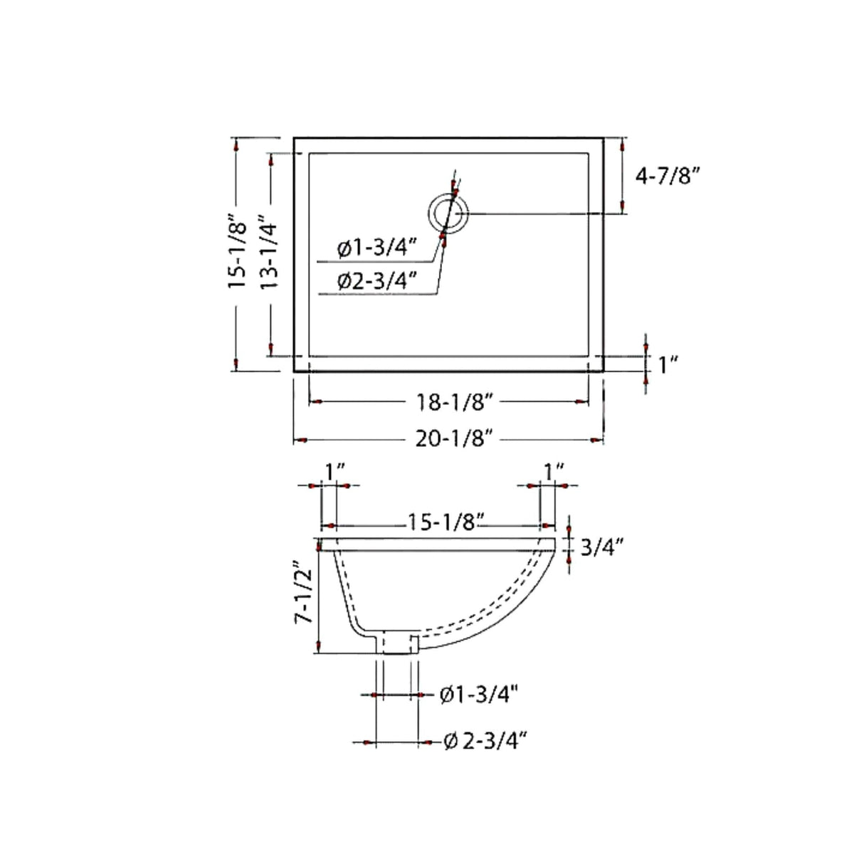 Blossom 20" x 15" Biscuit Rectangular Ceramic Undermount Sink With Overflow