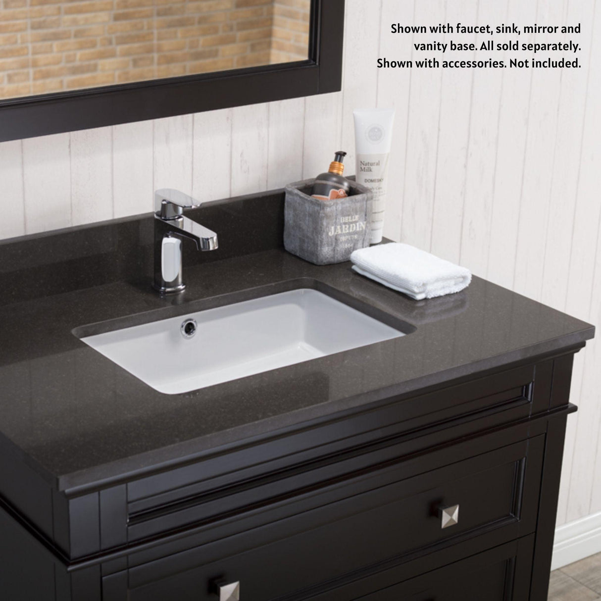 Blossom 36" x 22" Mocha Woodland Quartz Vanity Top With Backsplash